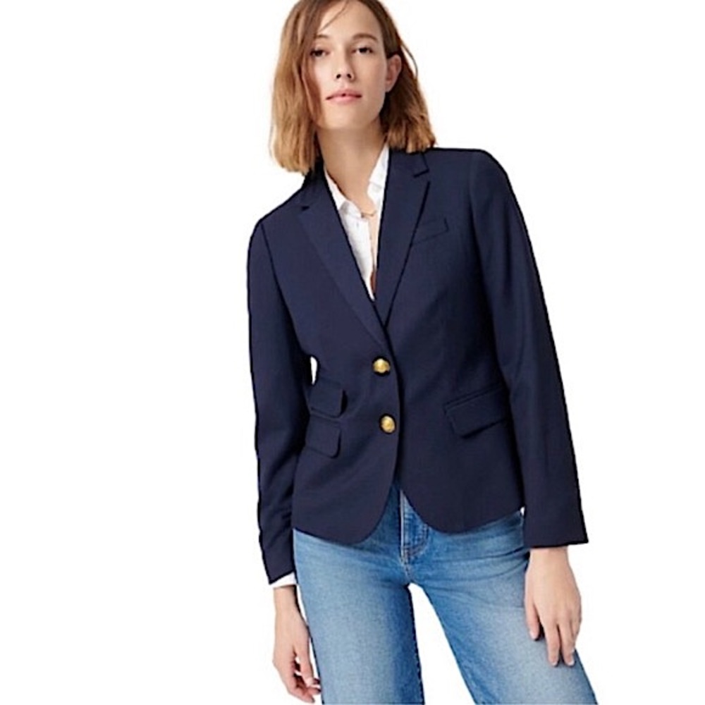 NWOT J Crew Dalton Blazer In Tollegno 1900 Italian Stretch Wool Navy Blue Sz 4
